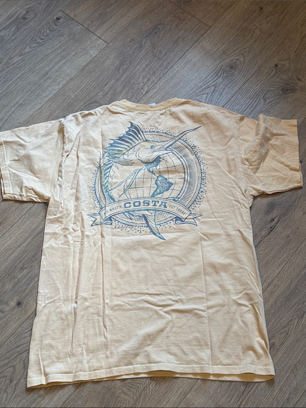 COSTA Short Sleeve Tee Yellow & Blue Large